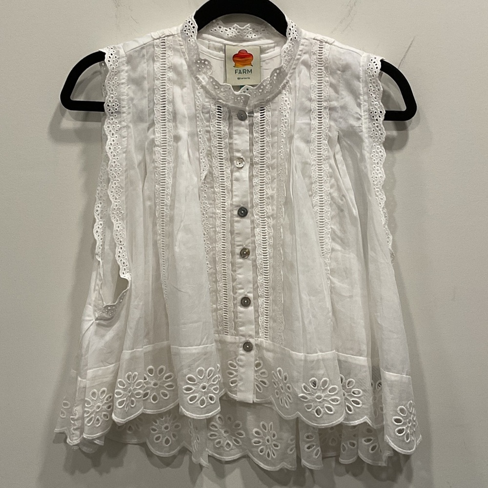 White eyelet Trim Blouse